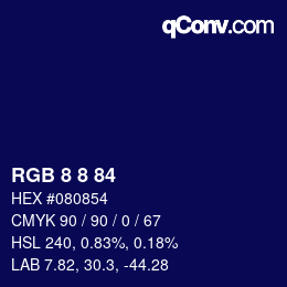 Color code: RGB 8 8 84 | qconv.com
