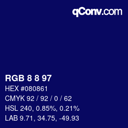 Color code: RGB 8 8 97 | qconv.com
