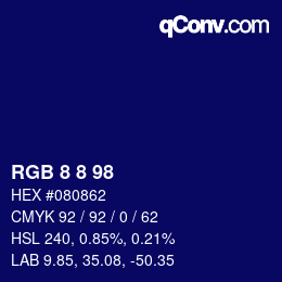 カラーコード: RGB 8 8 98 | qconv.com