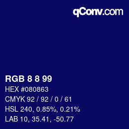 Color code: RGB 8 8 99 | qconv.com