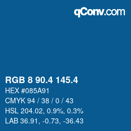 カラーコード: RGB 8 90.4 145.4 | qconv.com