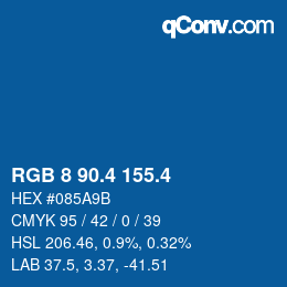 カラーコード: RGB 8 90.4 155.4 | qconv.com