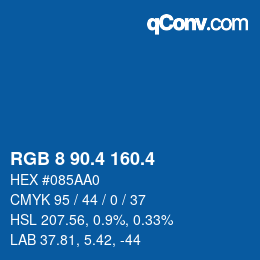 カラーコード: RGB 8 90.4 160.4 | qconv.com