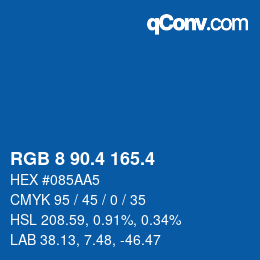 カラーコード: RGB 8 90.4 165.4 | qconv.com