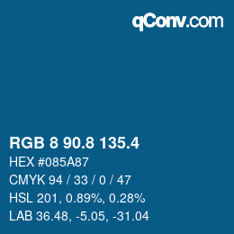 カラーコード: RGB 8 90.8 135.4 | qconv.com