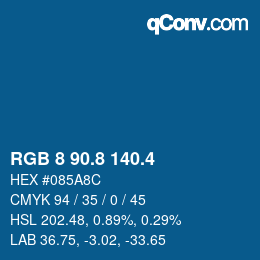 カラーコード: RGB 8 90.8 140.4 | qconv.com