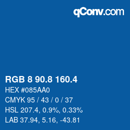 カラーコード: RGB 8 90.8 160.4 | qconv.com
