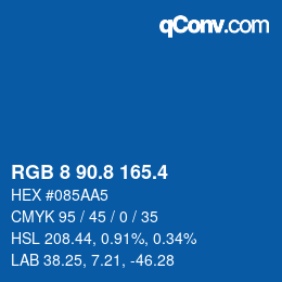 カラーコード: RGB 8 90.8 165.4 | qconv.com