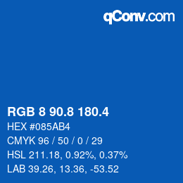 カラーコード: RGB 8 90.8 180.4 | qconv.com