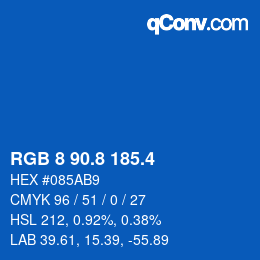 カラーコード: RGB 8 90.8 185.4 | qconv.com