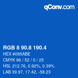 カラーコード: RGB 8 90.8 190.4 | qconv.com