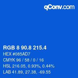 カラーコード: RGB 8 90.8 215.4 | qconv.com