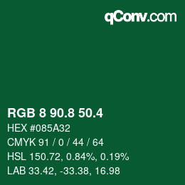 カラーコード: RGB 8 90.8 50.4 | qconv.com