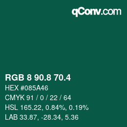 カラーコード: RGB 8 90.8 70.4 | qconv.com