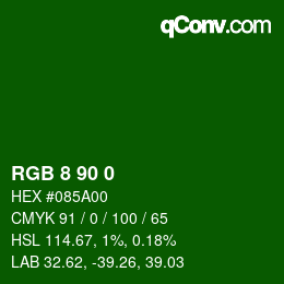 カラーコード: RGB 8 90 0 | qconv.com