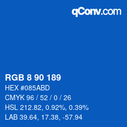 カラーコード: RGB 8 90 189 | qconv.com