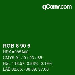Color code: RGB 8 90 6 | qconv.com