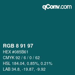 Color code: RGB 8 91 97 | qconv.com
