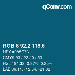 カラーコード: RGB 8 92.2 118.6 | qconv.com