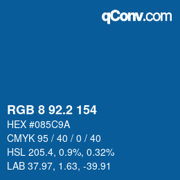 カラーコード: RGB 8 92.2 154 | qconv.com