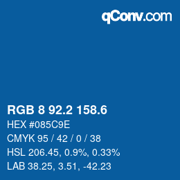 カラーコード: RGB 8 92.2 158.6 | qconv.com
