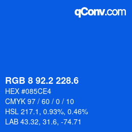 カラーコード: RGB 8 92.2 228.6 | qconv.com