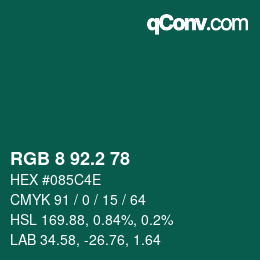 カラーコード: RGB 8 92.2 78 | qconv.com