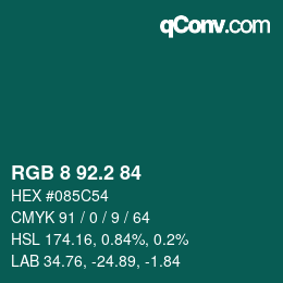 カラーコード: RGB 8 92.2 84 | qconv.com