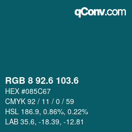 カラーコード: RGB 8 92.6 103.6 | qconv.com