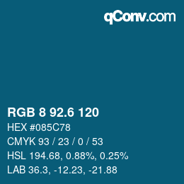 カラーコード: RGB 8 92.6 120 | qconv.com