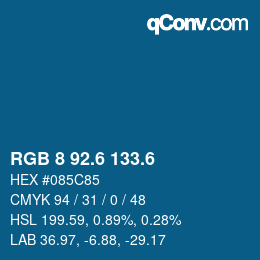 カラーコード: RGB 8 92.6 133.6 | qconv.com