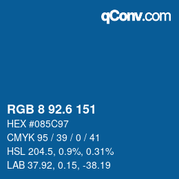 カラーコード: RGB 8 92.6 151 | qconv.com