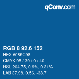 カラーコード: RGB 8 92.6 152 | qconv.com