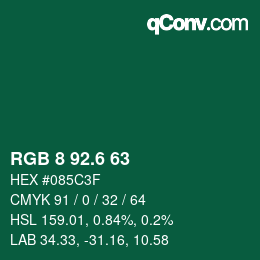 カラーコード: RGB 8 92.6 63 | qconv.com