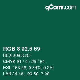 カラーコード: RGB 8 92.6 69 | qconv.com