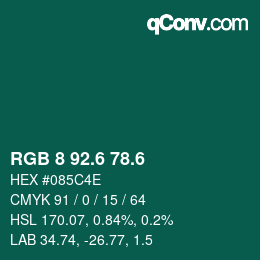 カラーコード: RGB 8 92.6 78.6 | qconv.com