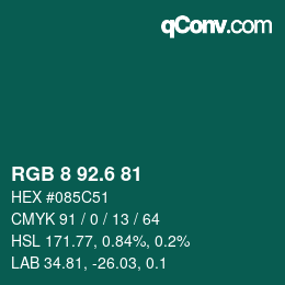 カラーコード: RGB 8 92.6 81 | qconv.com
