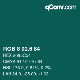 カラーコード: RGB 8 92.6 84 | qconv.com