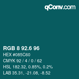 カラーコード: RGB 8 92.6 96 | qconv.com