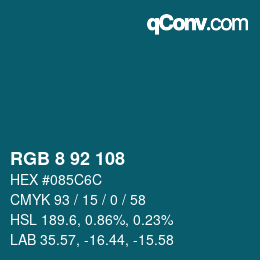 カラーコード: RGB 8 92 108 | qconv.com