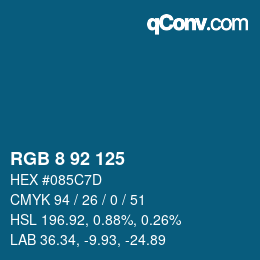 颜色代码: RGB 8 92 125 | qconv.com