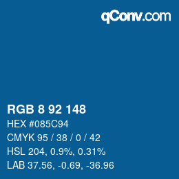 カラーコード: RGB 8 92 148 | qconv.com