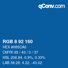 カラーコード: RGB 8 92 160 | qconv.com