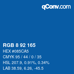 カラーコード: RGB 8 92 165 | qconv.com