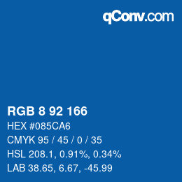 颜色代码: RGB 8 92 166 | qconv.com