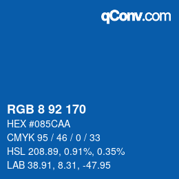 カラーコード: RGB 8 92 170 | qconv.com