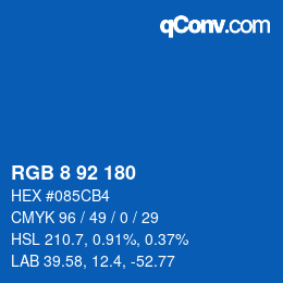 カラーコード: RGB 8 92 180 | qconv.com