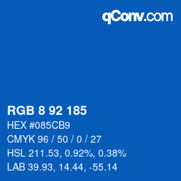 カラーコード: RGB 8 92 185 | qconv.com