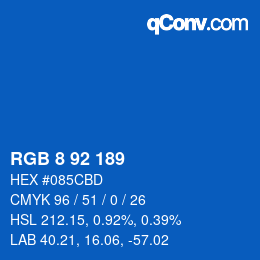 カラーコード: RGB 8 92 189 | qconv.com