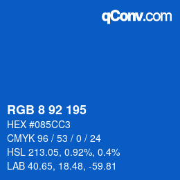 カラーコード: RGB 8 92 195 | qconv.com